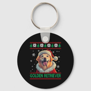 Porte-clés Golden Retriever Santa Hat Vilain Noël