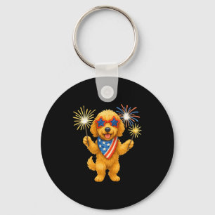 Porte-clés Goldendoodle 4 juillet patriote golden doodle