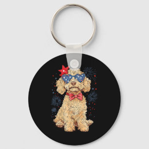 Porte-clés Goldendoodle 4 juillet patriotique Golden Doodle D