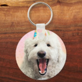 Porte-clés Goldendoodle avec Casquette du parti (Recto)