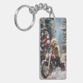 Porte-clés Goldendoodle Chien équitation Moto Noël (Devant gauche)