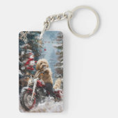 Porte-clés Goldendoodle Chien équitation Moto Noël (Dos)
