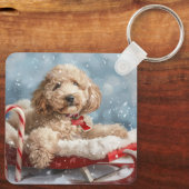 Porte-clés Goldendoodle Chien Noël Festif (Verso)