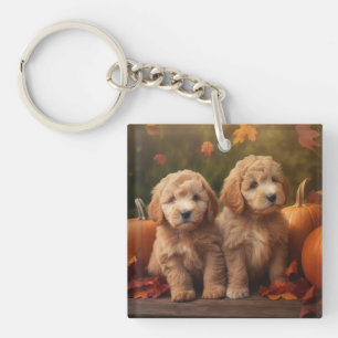 Porte-clés Goldendoodle Chiot Automne Citrouille délice