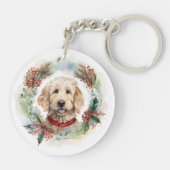 Porte-clés Goldendoodle Christmas Wreath Festive Pup (Dos)
