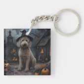 Porte-clés Goldendoodle Citrouilles Halloween Effrayant (Dos)