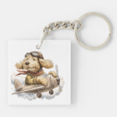 Porte-clés Goldendoodle Dog Pilot Airplane (Dos)