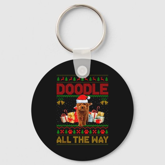Porte-clés Goldendoodle Dog Ugly Christmas Sweaters Pet Dog L (Recto)