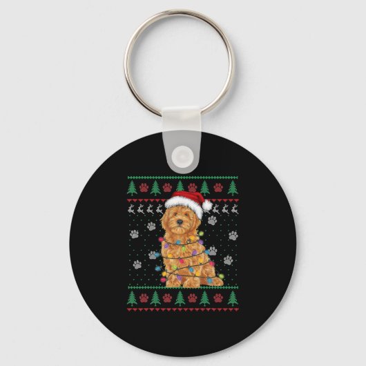 Porte-clés Goldendoodle Noël laid Sweater Funny Chien Amour (Recto)