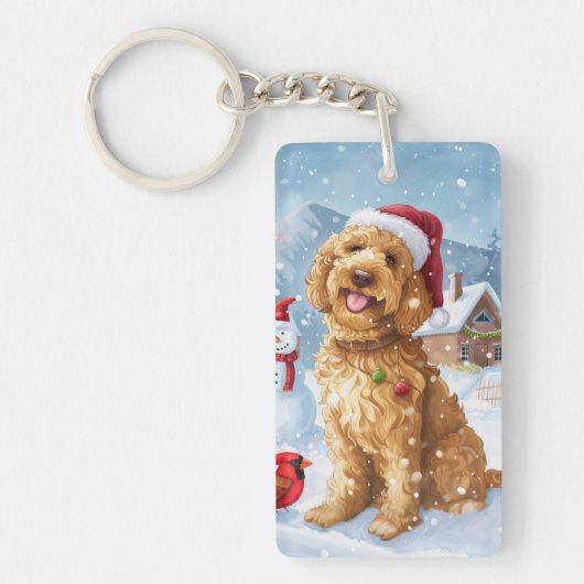Porte-clés Goldendoodle Winter Wonderland Christmas Joy (Devant)