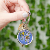 Porte-clés Goldfinch Oiseaux et fleurs Bleu (main)