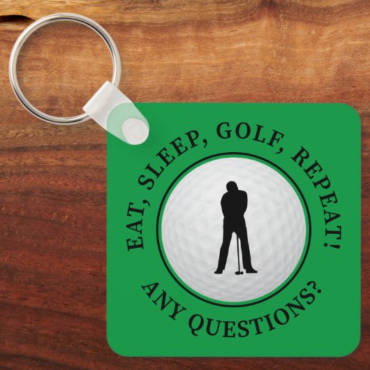 Porte-clés Golf Ball Golfer Classic Silhouette Vert Noir (Recto)