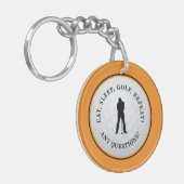 Porte-clés Golf Ball Golfeur Moderne Monogramme Orange Noir (Devant gauche)