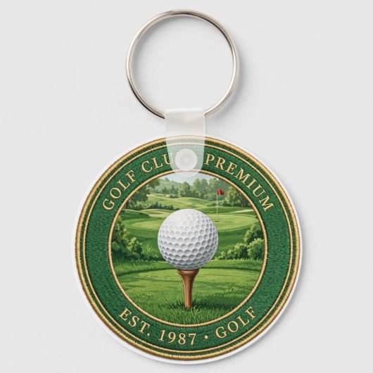 Porte-clés Golf Ball On Tee Premium Keychain (Recto)