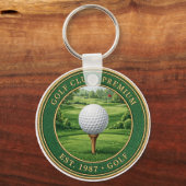 Porte-clés Golf Ball On Tee Premium Keychain (Recto)