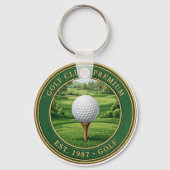 Porte-clés Golf Ball On Tee Premium Keychain (Verso)