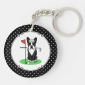 Porte-clés Golf Boston Terrier Chien (noir) mignon (Dos)