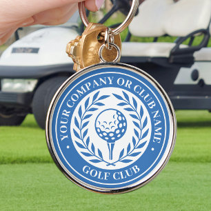 Porte-clés Golf Classique Nom Personnalisé Bleu