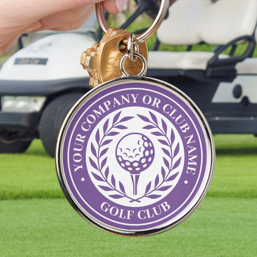 Porte-clés Golf Classique Nom Personnalisé Violet