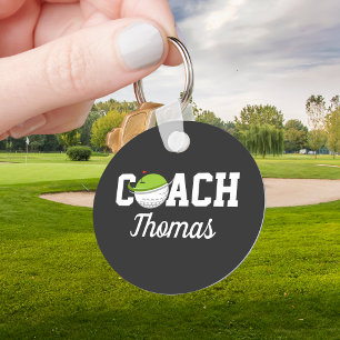 Porte-clés Golf Coach Golfer Ball Typography Personalized 