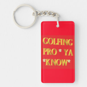 Porte-clés Golf design sport rouge et or grand texte
