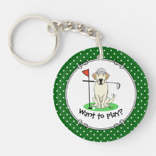 Porte-clés Golf Golfing Yellow Lab Labrador Retriever Chien