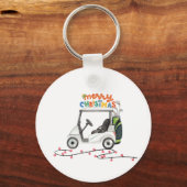 Porte-clés Golf Merry Christmas with golf bag cart  (Recto)