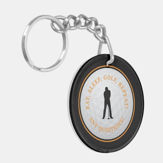 Porte-clés Golf Moderne Golfer Classic Monogramme Noir Orange (Devant gauche)