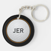 Porte-clés Golf Moderne Golfeur Classique Monogramme Noir Ora (Dos)