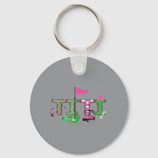 Porte-clés Golf Titi Rose Troue en Un Golf 1er Anniversaire F
