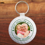 Porte-clés Golfer BEST GRANDPA BY PAR Photo Custom<br><div class="desc">Create a unique, personalized photo keychain for the golfer grandfather with the editable funny golf title BEST GRANDPA BY PAR and your custom text in your choice of colors (shown in green) on a golf ball image. ASSISTANCE: For help with design modification or personalization, color change, resizing, transferring the design...</div>