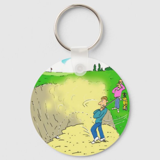 Porte-clés Golfer's Coincé dans un Bunker. Drôle dessin (Recto)