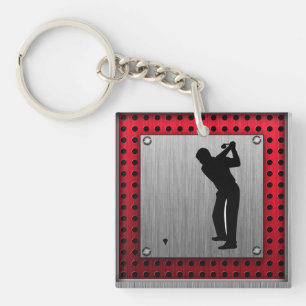 Porte-clés Golfeur en aluminium balayé de regard