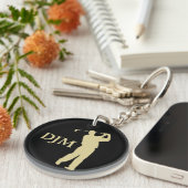 Porte-clés Golfeur Silhouette Monogram Gold (Devant droit)