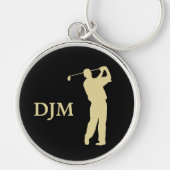 Porte-clés Golfeur Silhouette Monogram Gold (Devant)