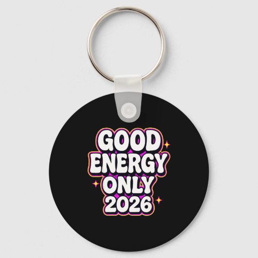 Porte-clés Good Energy Only 2026 Retro Bubble Letter Design  (Recto)