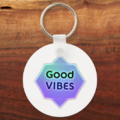 Porte-clés "Good Vibes" Text on Gradient Star Shape (Verso)