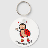 Porte-clés Good Vibes uniquement Ladybug sur blanc (Verso)