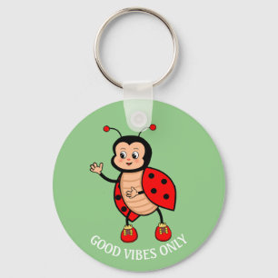 Porte-clés Good Vibes uniquement Ladybug sur vert