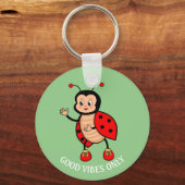 Porte-clés Good Vibes uniquement Ladybug sur vert (Verso)