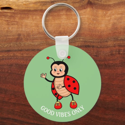 Porte-clés Good Vibes uniquement Ladybug sur vert (Verso)