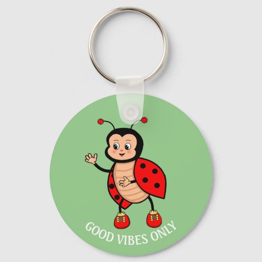 Porte-clés Good Vibes uniquement Ladybug sur vert (Verso)