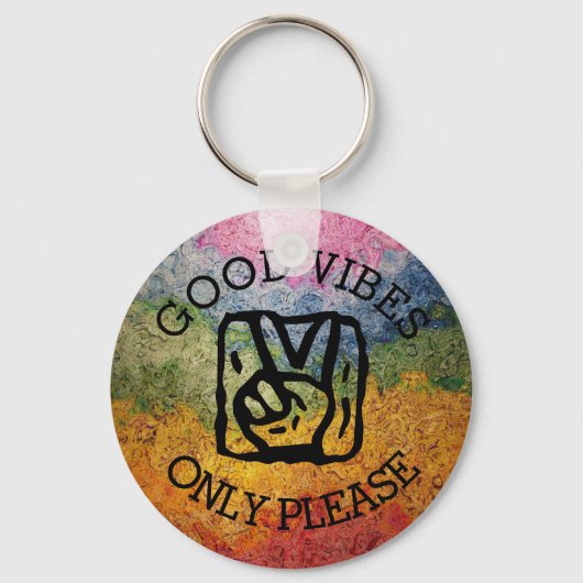 Porte-clés Good Vibes uniquement S'Il Vous Plaît Peace Rainbo (Recto)