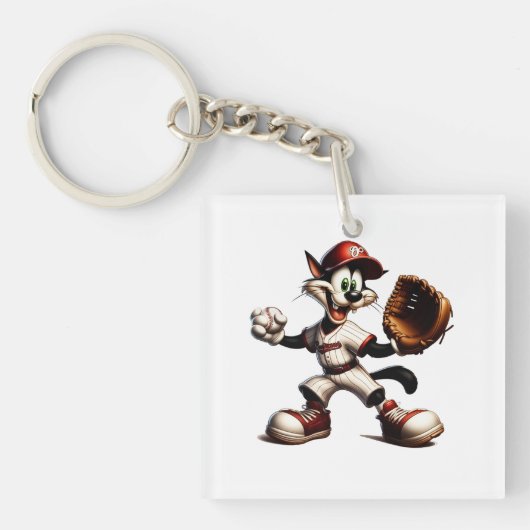 Porte-clés Goofy Cat Baseball Pitcher Monte (Devant)