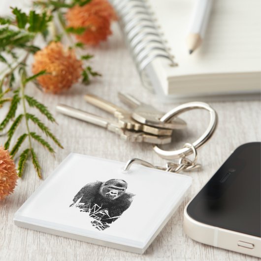 Porte-clés Gorilla Lope Digital Outline Art (Devant Droit)