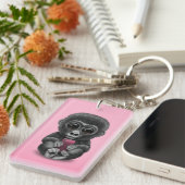 Porte-clés Gorille mignon de bébé tenant un rose de téléphone (Devant droit)