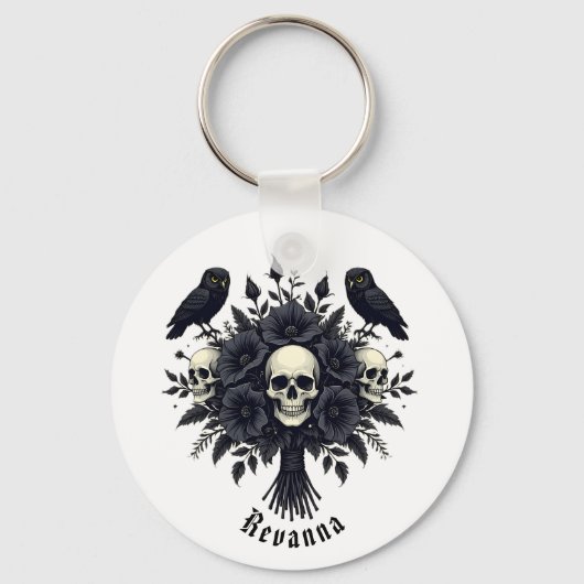 Porte-clés Goth Bouquet with Three Skulls and Two Owls (Verso)