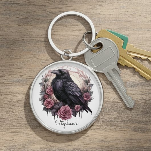 Porte-clés Gothic Raven Dark Academia Floral