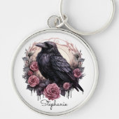 Porte-clés Gothic Raven Dark Academia Floral (Devant)
