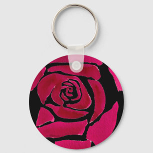 Porte-clés Gothique abstrait rose aquarelle art original
